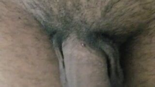 Pakistani daddy playing with his hairy dick