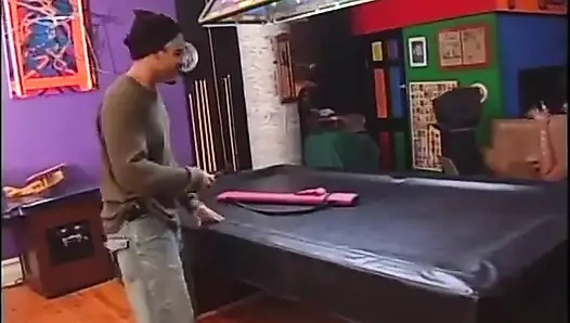 Tight ass black bitch in room gets good fuck from behind from black dude