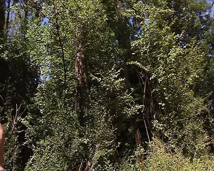 Sexy French babe enjoys hot anal threesome in the woods
