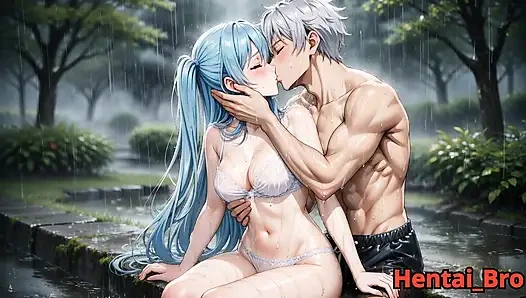 Pasangan berambut perak yang sensual - gairah kamar tidur intim