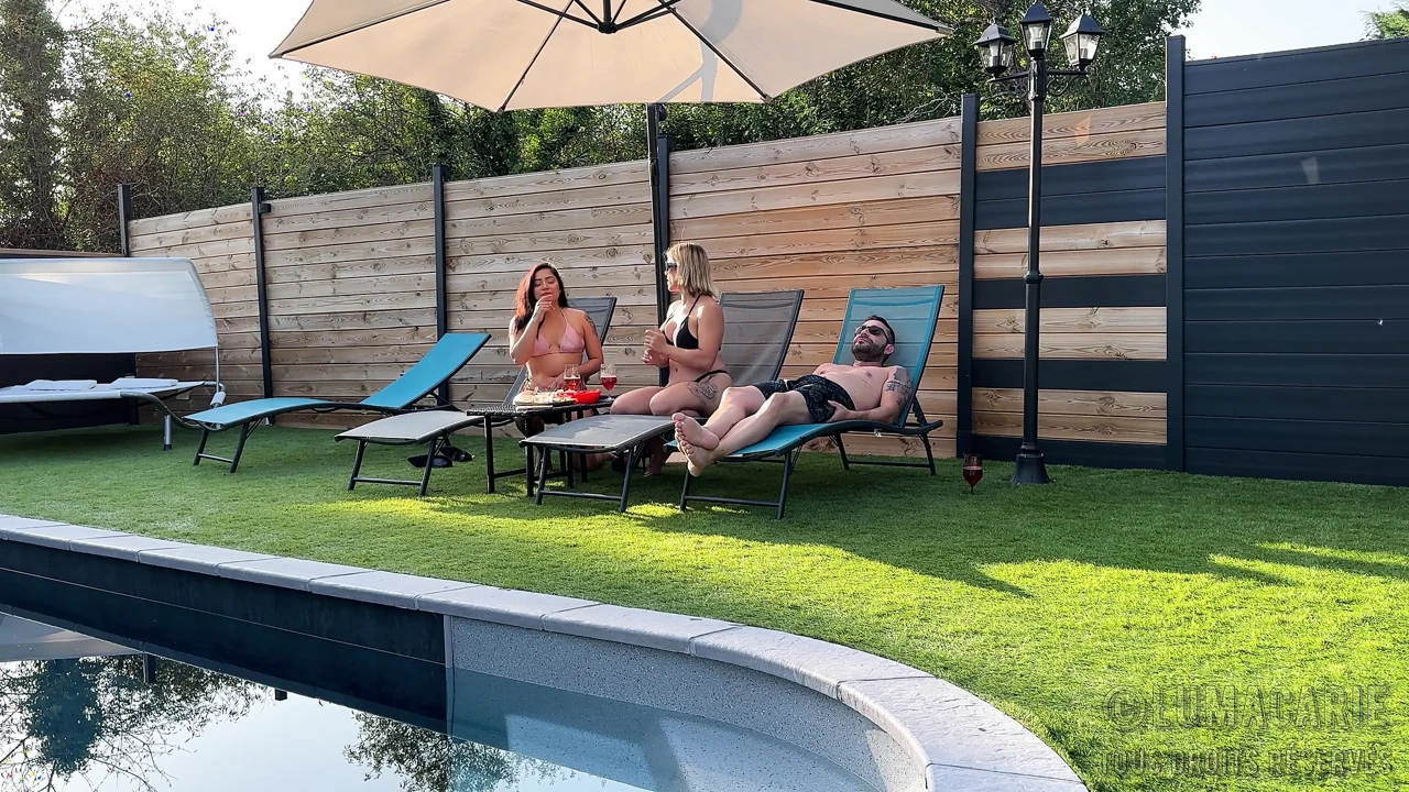 Marie and Lucas Lumacarie Fuck with Adelie by the Pool