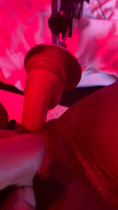 Trans woman alone with sex machine