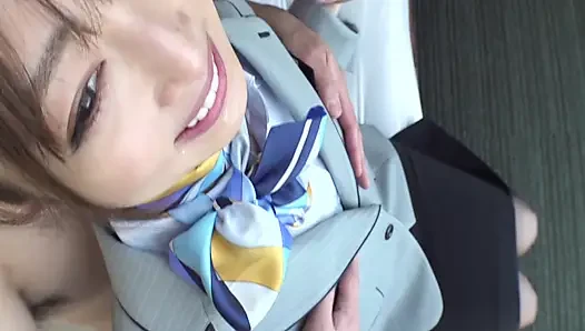 Elegant Flight Attendant. Gentle Smile Turns Into Intense Desire!