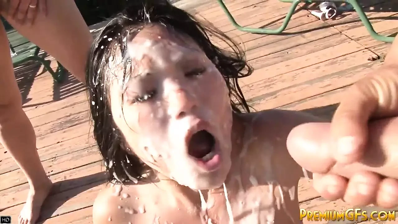 Smoking Asian teen slut gets buried in cum