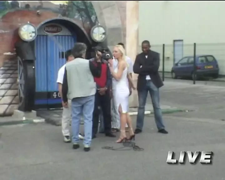 Behind the scenes: Sexy French blonde having her first ever gangbang