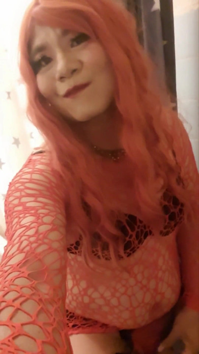 Red Sissy plays with her clit and cum | Clip 2