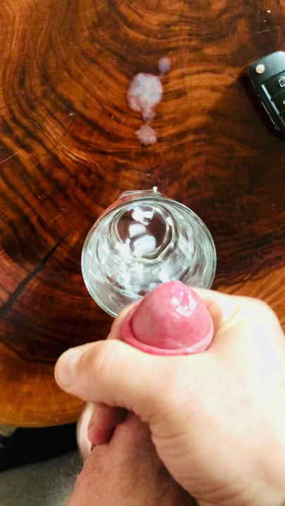 A lot of cumming in a glass of water
