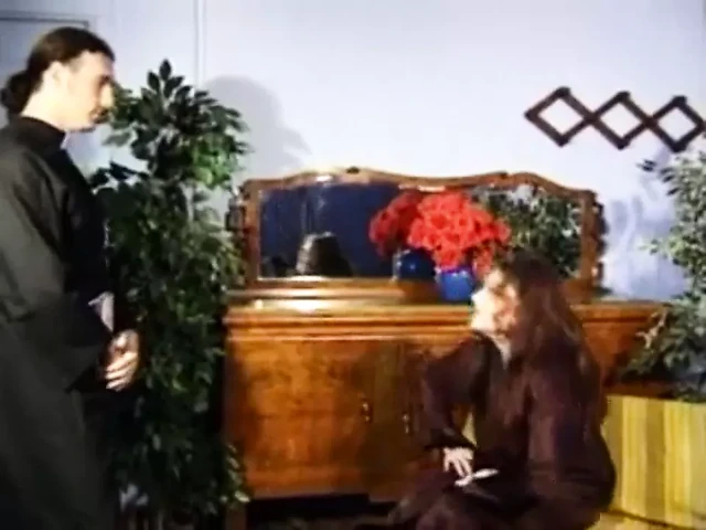 Hairy Italian seduce a priest to fuck her ass