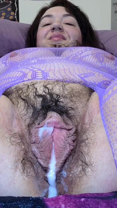Big Labia, Fat Hairy Pussy MILF - Fucking Herself With Huge BBC Dildo, Multiple Orgasm | Clip 2