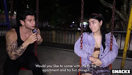 She Was Shy but Curious - Playground Interview Turns Into All-night Anal