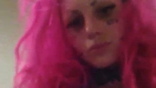 Cum facial cabello rosa