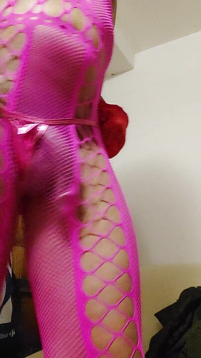 Milah shows off her pink fishnet tail