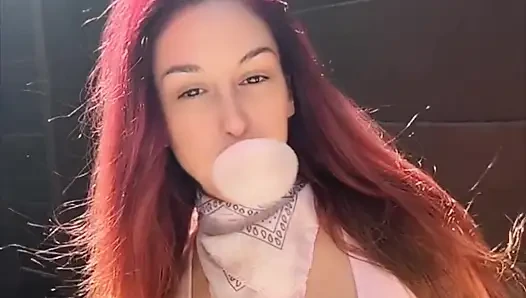 Artemisia Love Blowing Bubbles Outdoor and Smoking a Cigarette