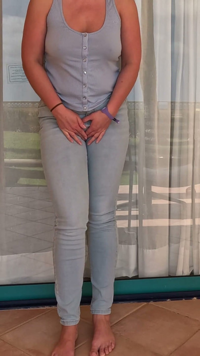 Balcony Full Bladder - Locked and Wetting Jeans