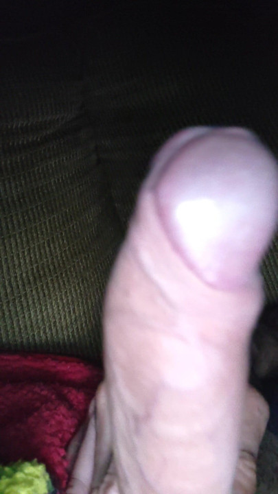 Uncircumcised cock getting hard as I pull the foreskin back