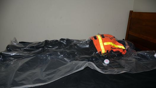 Sept 7 2023 - VacPacked in my hiviz PVC raincoat, chestwaders and hiviz lifevest with some of my lifevests