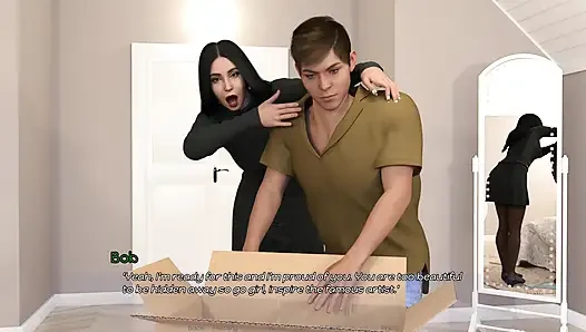 Die drei panels: Hotwife modelliert für alten mann, während ihr cuckold-ehemann zuschaut - episode 5