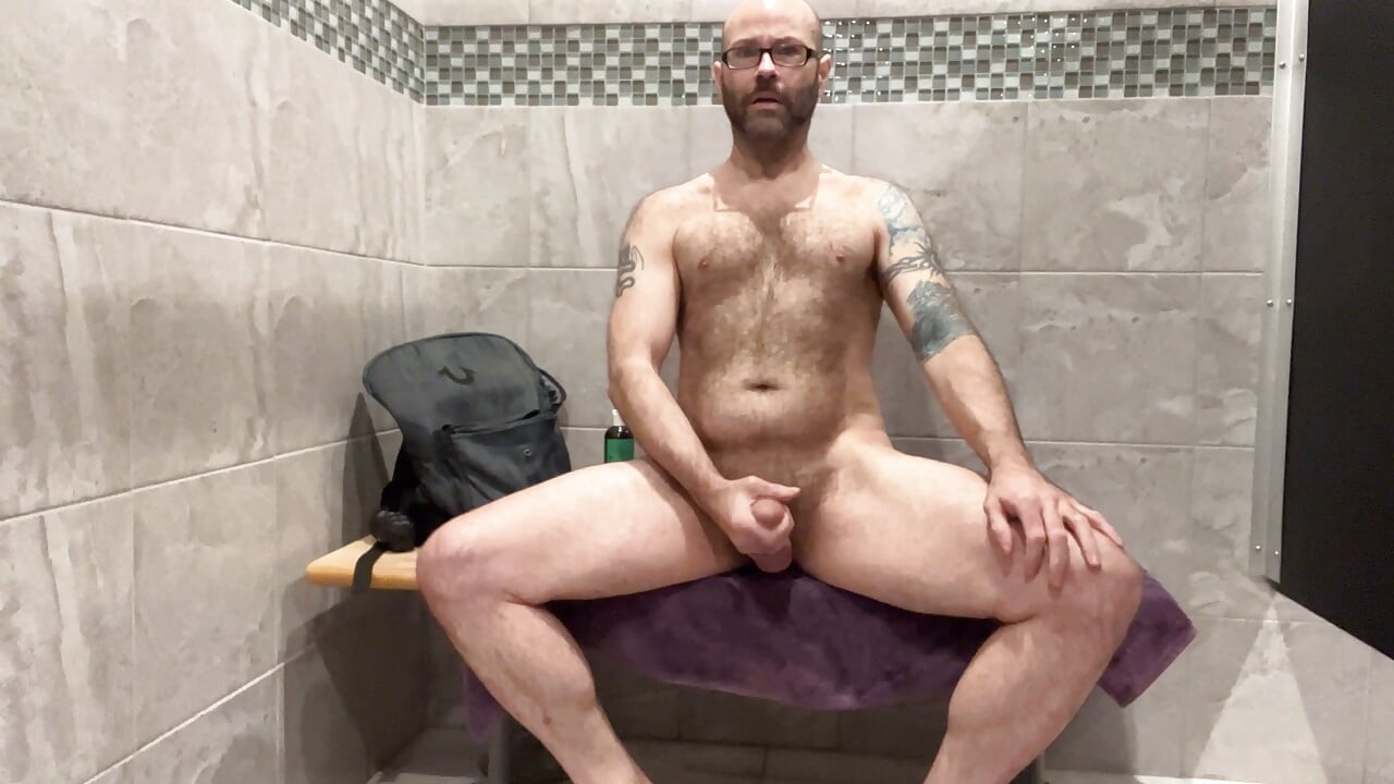 Stepdad loves to workout and jerk off in public locker room at the gym locker room