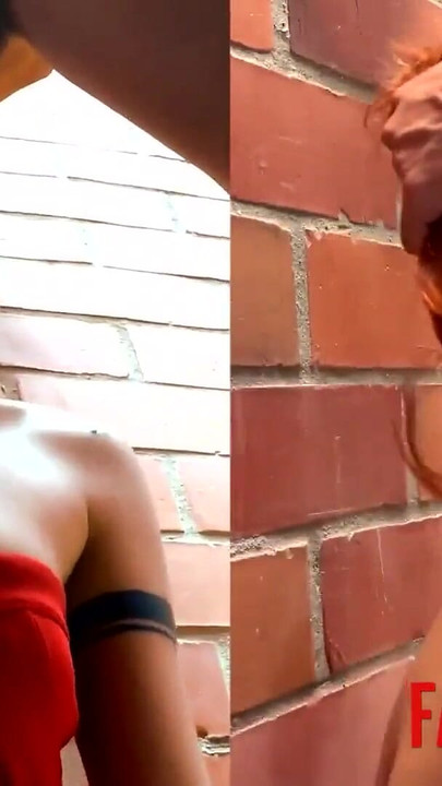 Petite Latina Cutie Swallows BWC While Pinned To The Wall | Clip 2