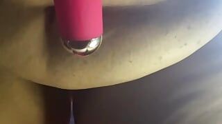 Vibrator in the small tight pussy