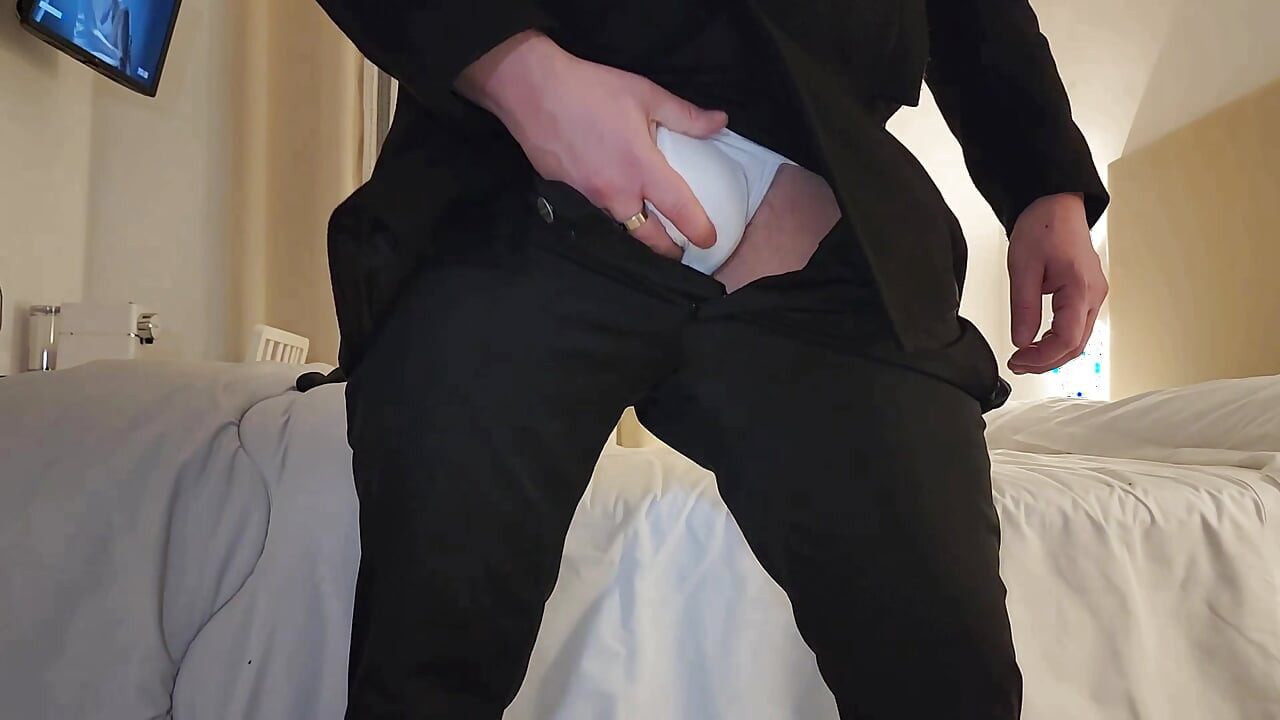 Solo - Big Cock Cum in White Briefs and Elegant Jacket with an Endless Handjob