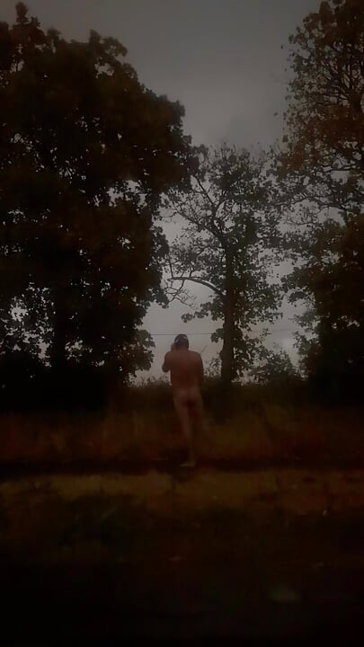 Huge cumshot at side of road from edging naked in beauty spot naked and barefoot, couple of cars could have caught me