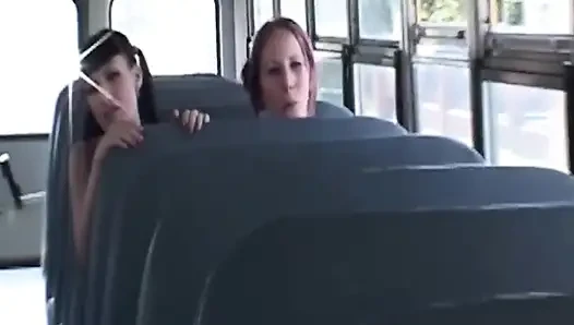 Tattooed Brunette's Steamy Bus Fingering and Licking Session