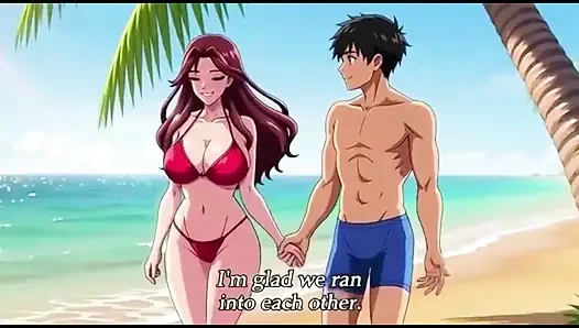 Красивую женщину на пляже соблазнил горячий мужик