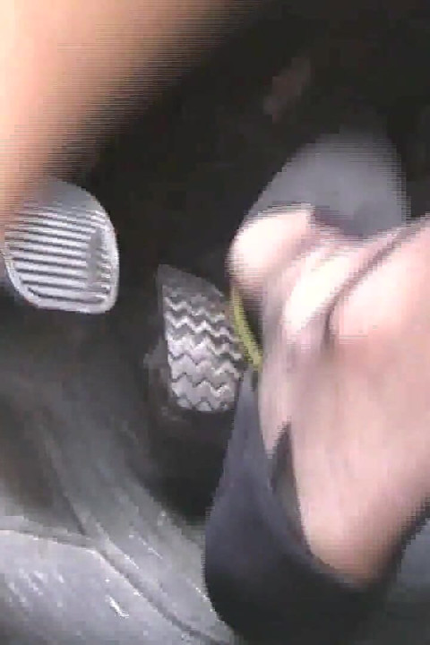 Sensual Driving in Black Suede Pumps with Thin Metal High Heels