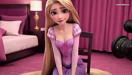 Ai генерирует Rapunzel в секс-кастинге! Первый минет невинной девушки