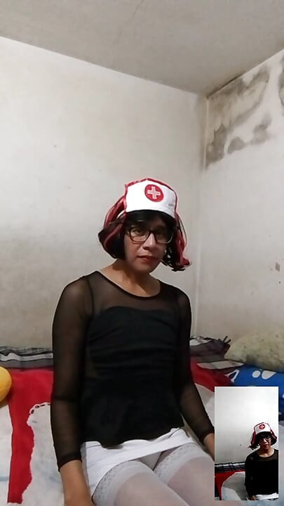 Joselynne Crossdresser In Nurse Cosplay And Heels In Bed First Part