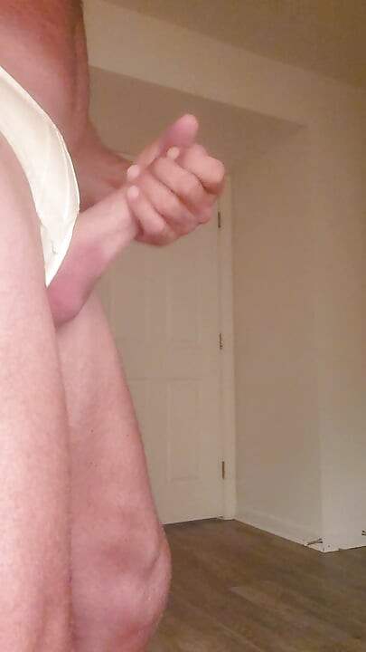 Cumming in white satin panties with anal vibrator.