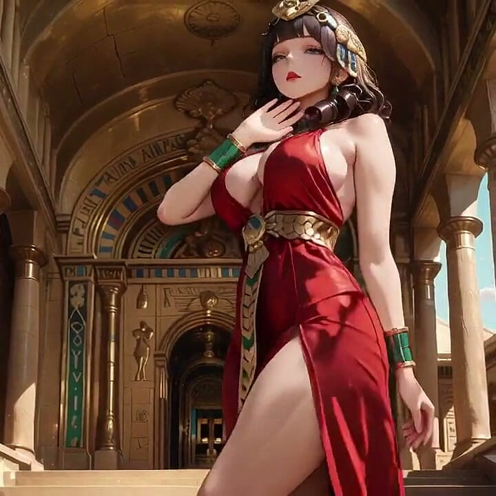Lazy on the Golden Throne in Red & Gold, a Private Tease From Her High-class Gaze