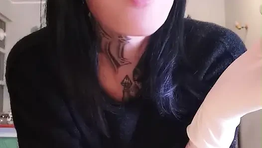 i'm hungry now eating salmon WHITE LATEX GLOVES GODDESSLOLLI