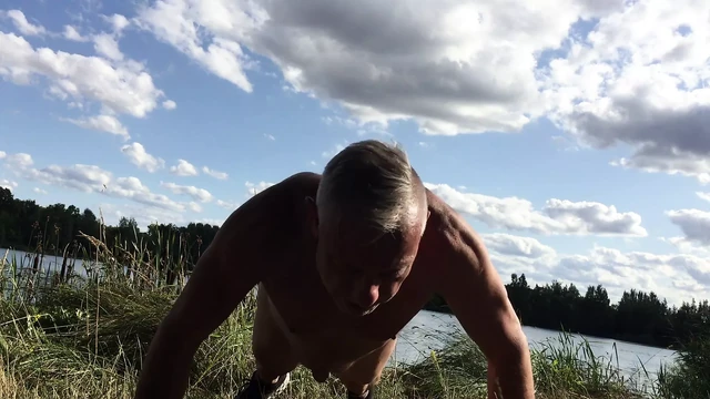 Pushups by the lake