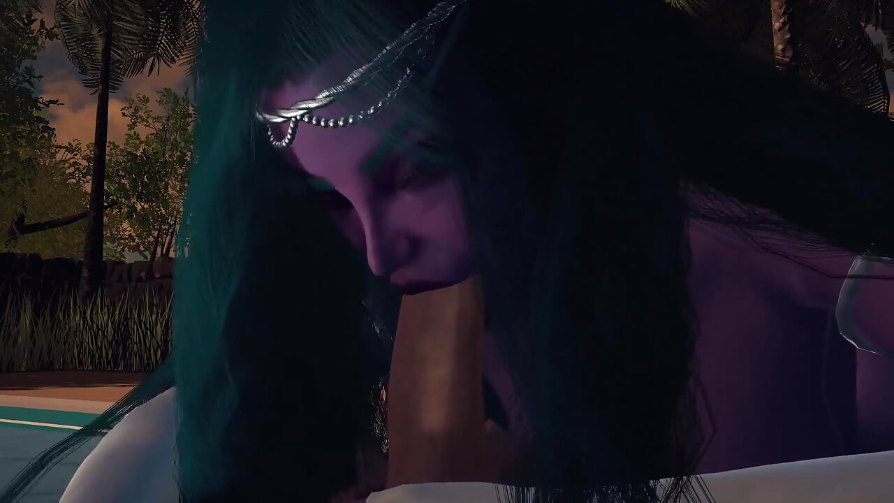 Nocna księżniczka elfów daje ci loda w ogrodzie POV 3D porno