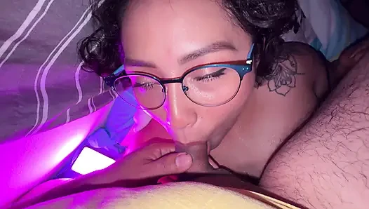 He sucks my small cock and I leave his mouth and face full of milk