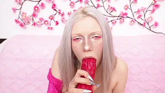 Очень Глубокий И Слюнявый Минет От Грудастой Сучки - Сперма В Глотке И На Сиськах!