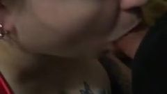 Coworker gets cum on her tongue