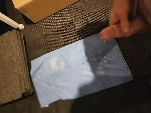 Huge cumshot, on the floor big thick cock.