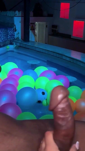 Emotional moment from "Interracial Threesome with my VIP Client and my Boss in the Club's Pool! Naty Delgado, Karol Duke"