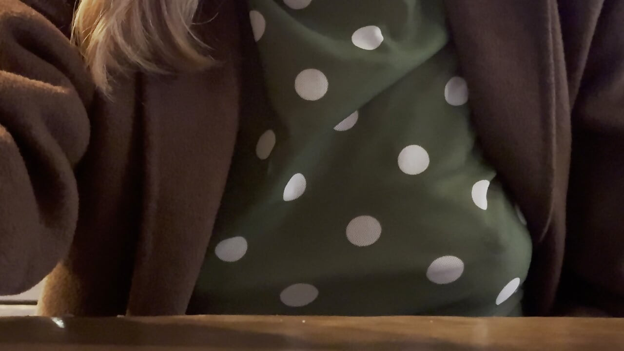 Teasing people with my nipples in a sheer blouse in a restaurant having dinner