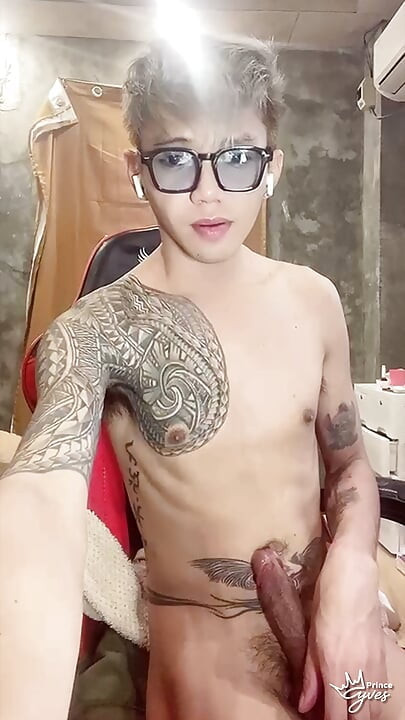Cute Inked Boy Teasing, Masturbating, and Cumming for His Webcam Viewer