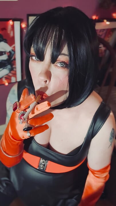 Hot Wife Tina Snua Smoking A Cork 100 Cigarette In Satin Gloves & Jewellery