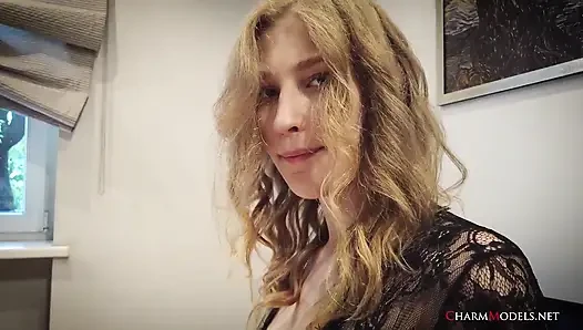 Glamour Video with Thin Model Blizard in Transparent Morning Dress