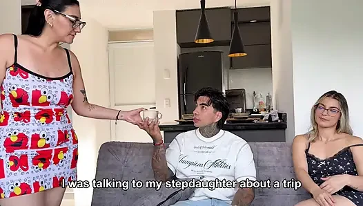 MILF neglects her boyfriend while her stepdaughter fucks him behind her back