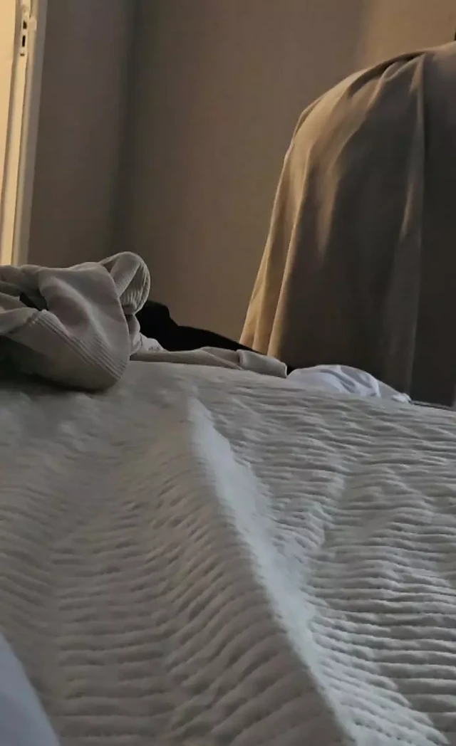 Step son fully naked in bed while step mom changing her clothes