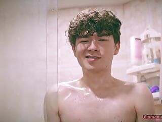 Cute Twink Emmanuel Kokichi Giving Himself a Foamy Handjob in the Shower