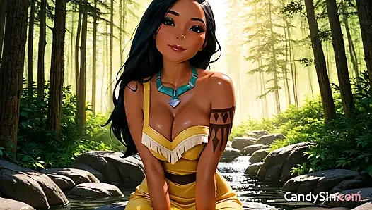 Нежный минет в лесу от красивых покахонты (AI Generated)