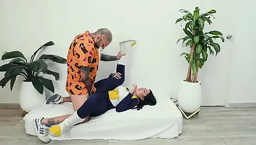 Coach gets excited when he sees our huge asses go up and down and we end up having a threesome with my friend